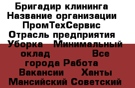 Бригадир клининга › Название организации ­ ПромТехСервис › Отрасль предприятия ­ Уборка › Минимальный оклад ­ 30 000 - Все города Работа » Вакансии   . Ханты-Мансийский,Советский г.